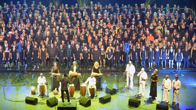 Le chœur d’Urban Voices sur la scène de la Cité des congrès, lors de l’édition 2018. © Rodolphe Delaroque
