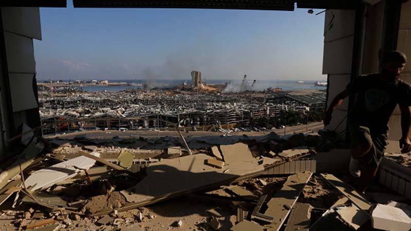 Le port de Beyrouth après l'explosion.